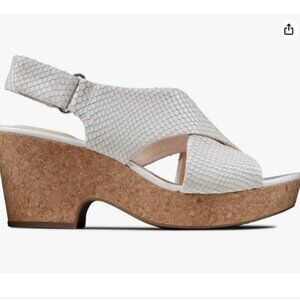 Clarks Maritsa Lara Slingback Sandals Wedge White Snake Textured Size 11 Women's